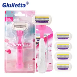 Giulietta красота бритья бритвы для женщин 6 шт./компл. (1 ручка и 5 лезвий) Детская безопасность ручной нержавеющая сталь лезвие прям