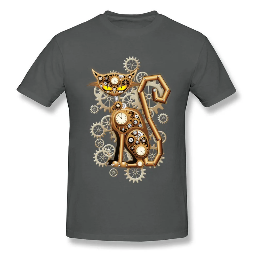 Family Steampunk Cat Vintage Copper Toy Tops T Shirt for Men Oversized Mother Day Round Neck Cotton Fabric T Shirts Tee-Shirts Steampunk Cat Vintage Copper Toy carbon