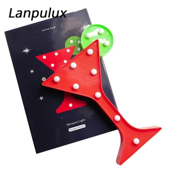 

Lanpulux Red Winebowl Night Light Attractive Bedroom Decoration Cocktai Cup Shape Light Fixtures Valentine's Day Girlfriend Gift