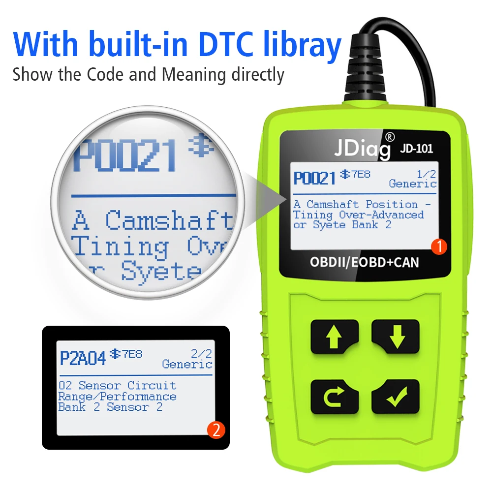 JDIAG JD101 OBD2 Scanner Check Engine Light Code Reader Car Diagnostic Scan Tool-Green