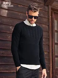 Enjeolon брендовые зимние вязаные пуловеры с длинным рукавом теплый шерстяной свитер Мужская одежда с круглым вырезом черные пуловеры свитер
