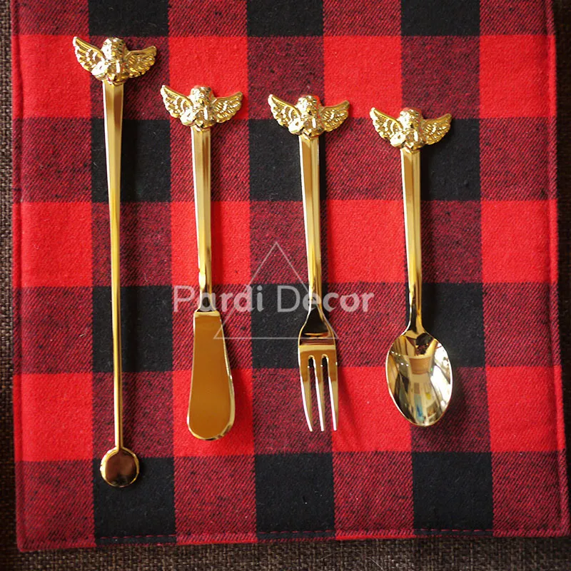 Японский импорт стиль золотой ангел посуда медведь вилка набор столовых приборов столовая посуда 1 шт./лот