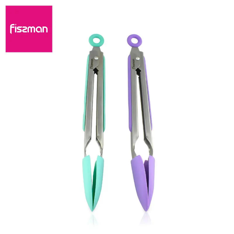 

Fissman Silicone Food Tong Stainless Steel Clamp Salad Serving BBQ Kitchen Tools-1pcs