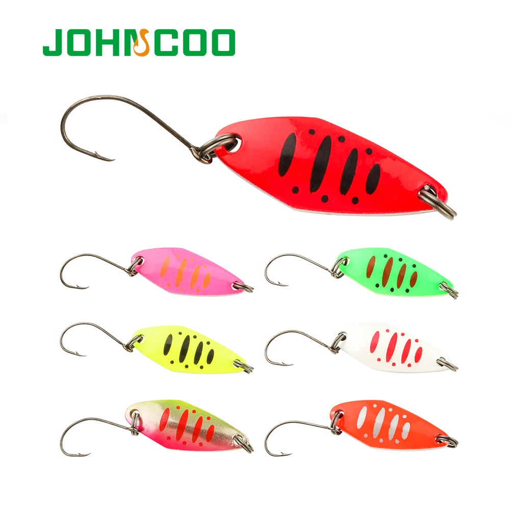 JOHNCOO 2pcs Copper Spoon Metal Lure 3.2g 3.0g Colorful Spoon Bait