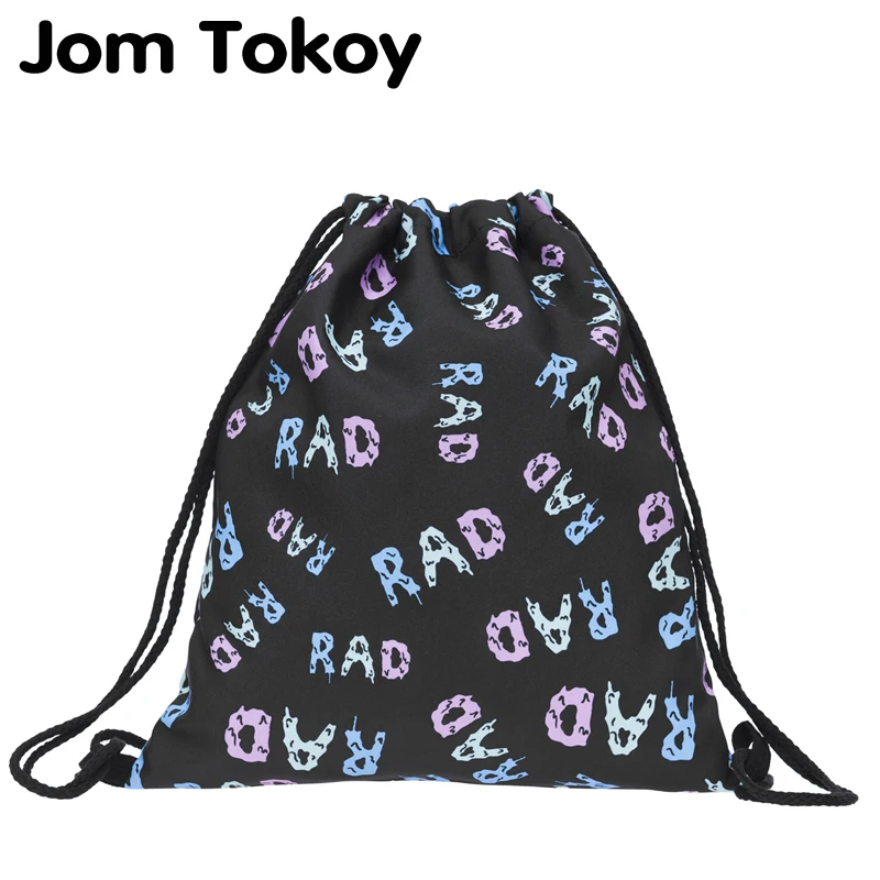 New Fashion Women Rad Black Drawstring Backpack 3d Printing Travel