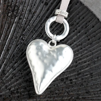 

Love Heart Pendant Long Necklace for Women Silver Color Rope Chain Female Jewelry Sweater Cloth Accessories Neck Decoration 2020