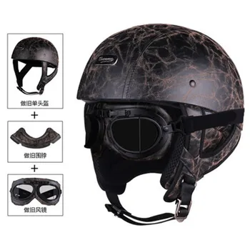 

Half Face Vintage Motorcycle Helmet Retro German Kask,Cafe Racer,Scooter,Cruiser,Chopper,Matte black,EPS lining,DOT approved