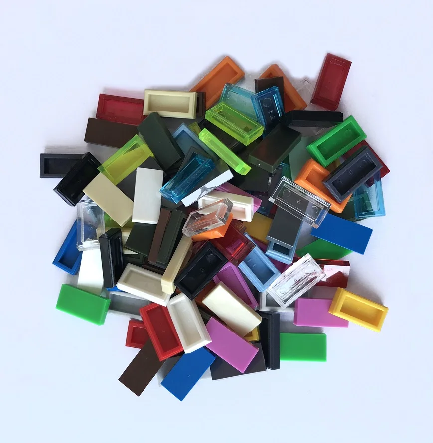 

Wholesale 500pcs/lot Brick Parts Flat Plate Tile 1 x 2 Block Toy Compatible with Assemble Particles