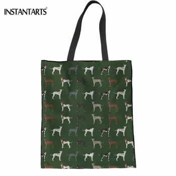 

INSTANTARTS Funny 3D Animal Greyhound Dog/Puppy Print Woman Linen Shopping Tote Bags Casual Cloth Eco Bags Reusable Friendly Bag