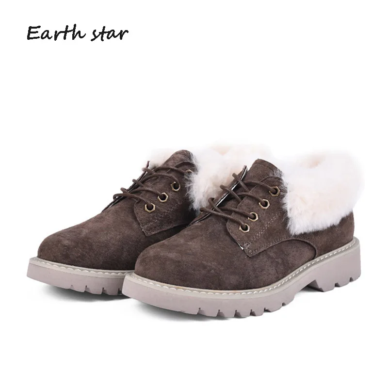 

zapatos de mujer Casual Shoes Women Fashion Brand Warm Snow Boots Real Leather Lady chaussure Autumn Female footware with Fur