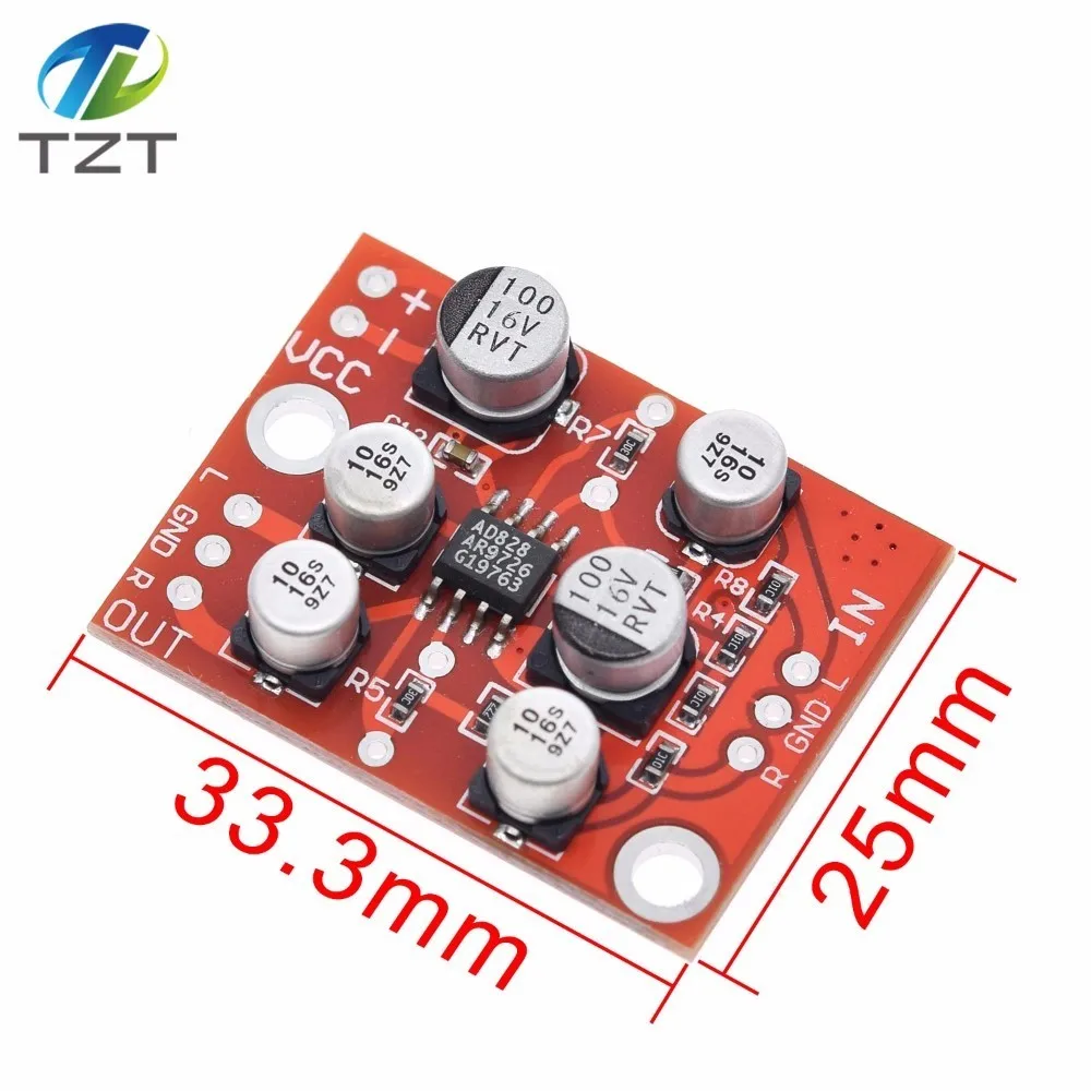 DC 3,8 V-15 V AD828 стерео Динамический микрофон предусилитель доска предусилитель микрофона Модуль усилителя