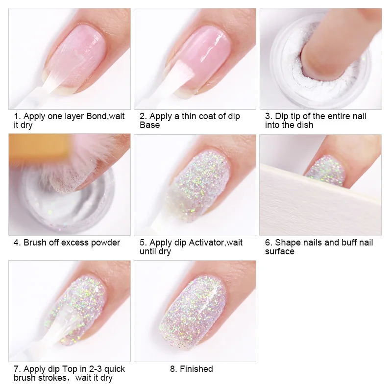  NICOLE DIARY 9pcs/set Nail Powder Set Dipping Dip French Glitter Shinning Nail Glitter Without Lamp