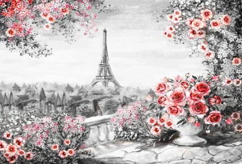 

Oil Painting Paris Flower Rose Eiffel tower France Photography Backdrop Photo Background Quality Vinyl