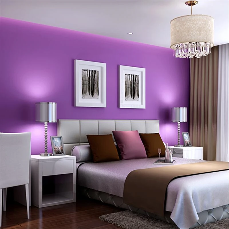 Us 2839 29 Di Scontobeibehang Nuovo Arancione Rosso Viola Carta Da Parati Viola Moderna Semplice Colore Puro Camera Da Letto Soggiorno Ristorante
