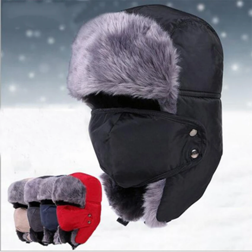 Snowboard Balaclava Face Mask Winter Bomber Hat for Men and Women Thick