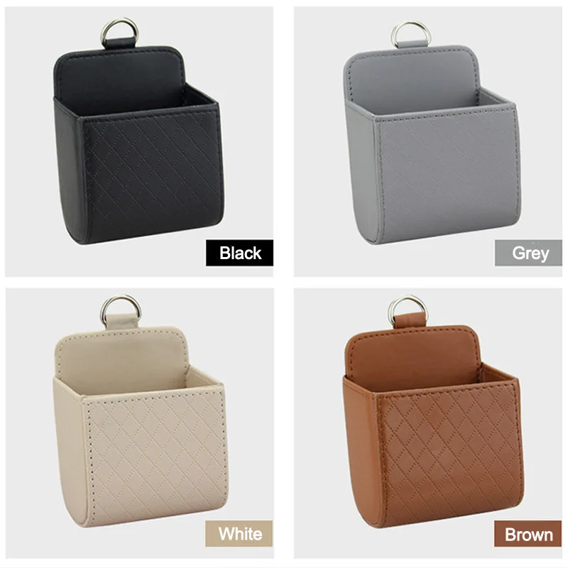 

Bakeey Car Mobile Phone Holder Auto Vent Outlet Trash Box PU Leather Storage-Bag Organizer Automobile Hanging Box Car Styling