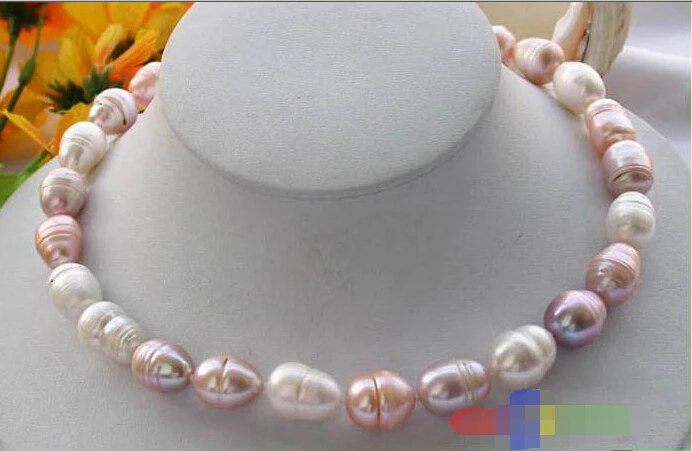 

HUGE 17" 17mm multicolor rice FRESHWATER CULTURED PEARL NECKLACE MAGNET p1684^^^@^Noble style Natural Fine jewe FREE SHIPPING