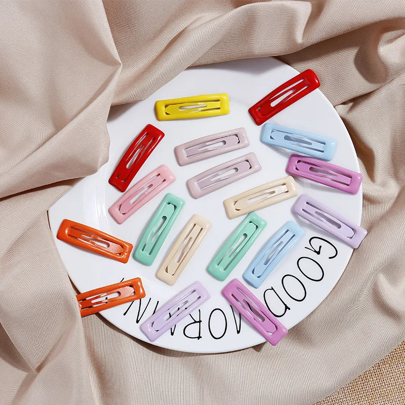 

10pcs Candy Color Square BB Clip Square Bangs Edge Clip Water Drop Children Drop Glue BB Clip G0418