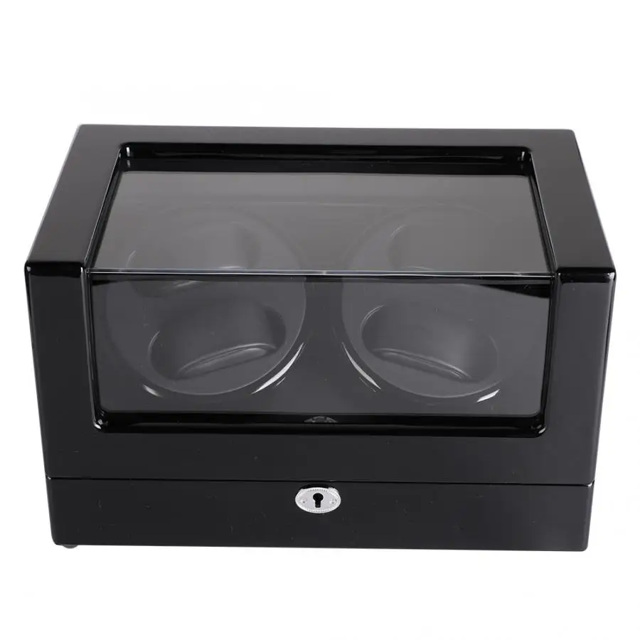 Black Automatic Mute Watch Winder Box For Wristwatch Mechanical Watch(US Plug 100-240V) for self-winding watches