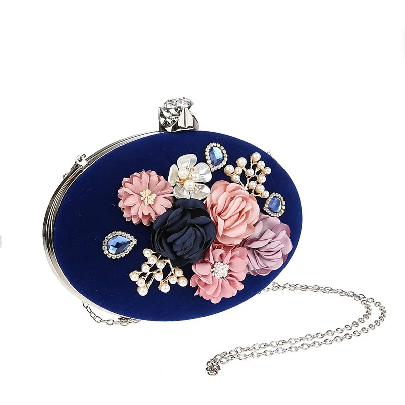 Luxy Moon Navy Floral Clutch Bag Side View