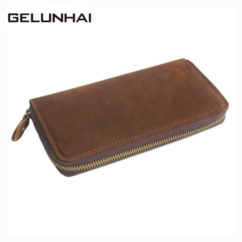 

2019 Top Clutch Wallets Genuine Leather Men Wallets New Arrival Man Brand Design Purse Card Vintage Wallet Holder Long Clutch