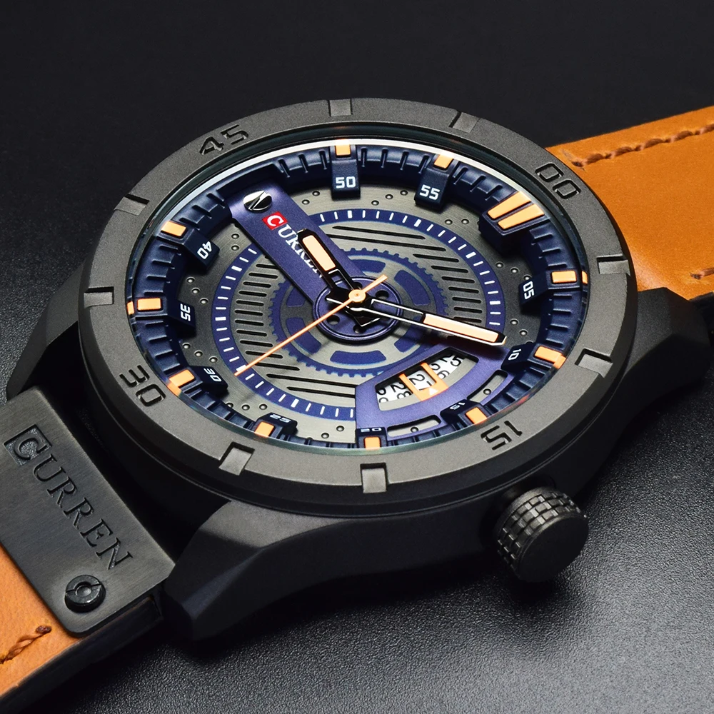 

Relogio Curren Sport Quartz Watch Skeleton Dial Analog Army Military Waterproof Watch Men's Wrist Watch Calendar Men Watches