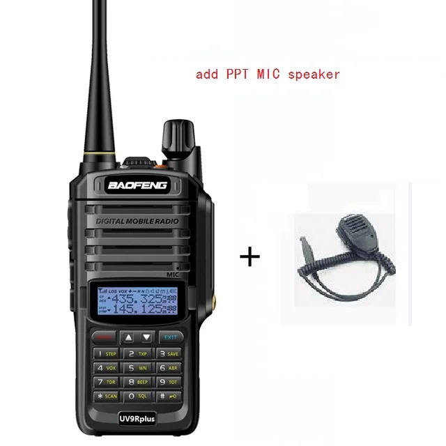 Высокая мощность Baofeng UV-9R plus Водонепроницаемая рация для двухсторонней радиосвязи дальность 15 км cb радио comunicador рация - Цвет: add PPT MIC speaker