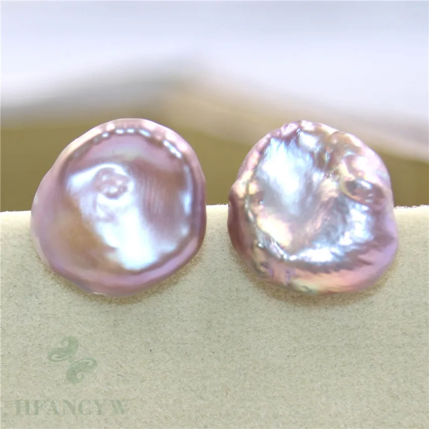 

14-15mm Purple Baroque Pearl Earrings Ear Stud Fashion Classic AAA Real Irregular Accessories Jewelry Luxury Cultured Aurora