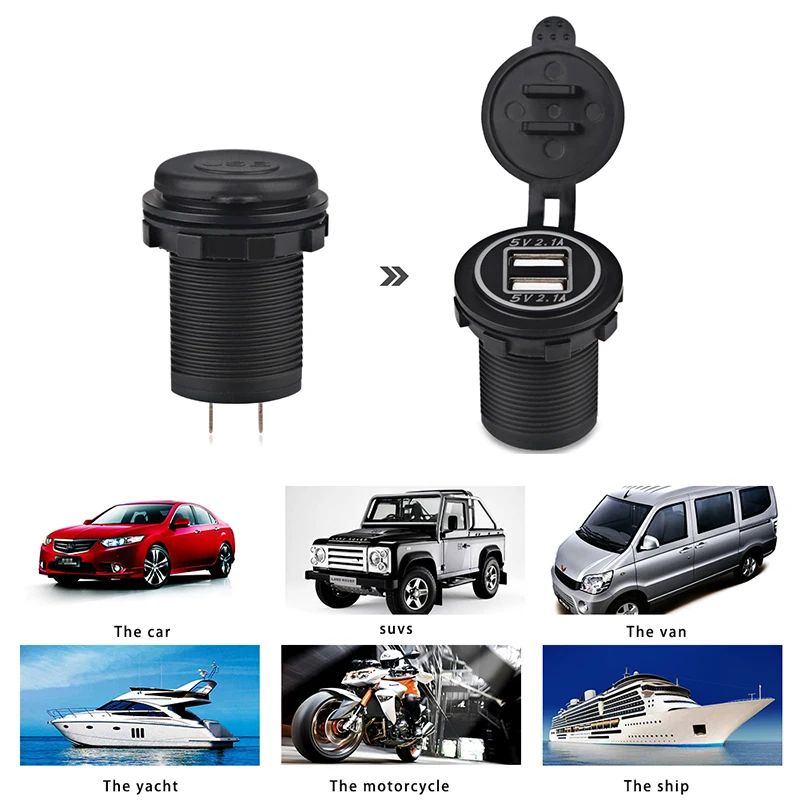 Водонепроницаемая Автомобильная розетка с двумя USB портами 12 В 24 В|socket car|12v socket