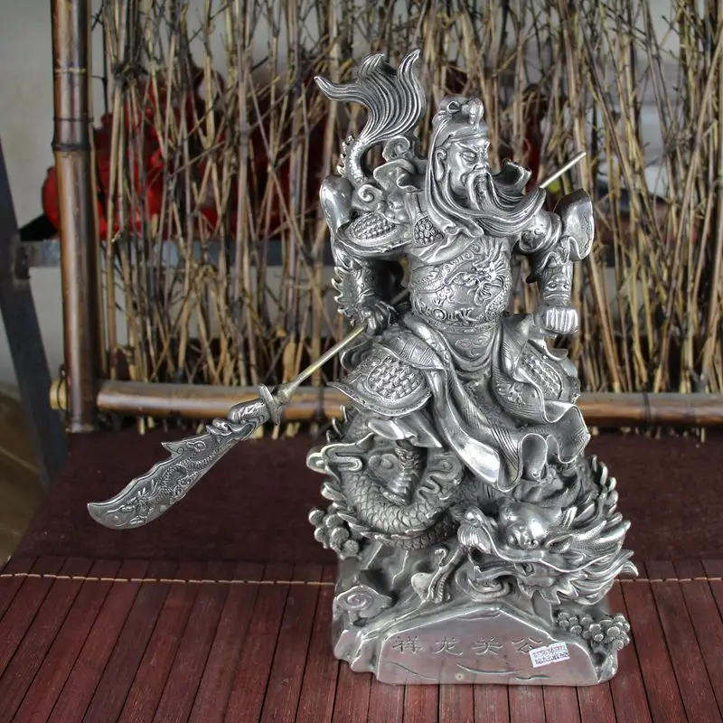 

SHUN White copper Study room Home Decoration Boutique Crafts drop Dragon Guan Gong