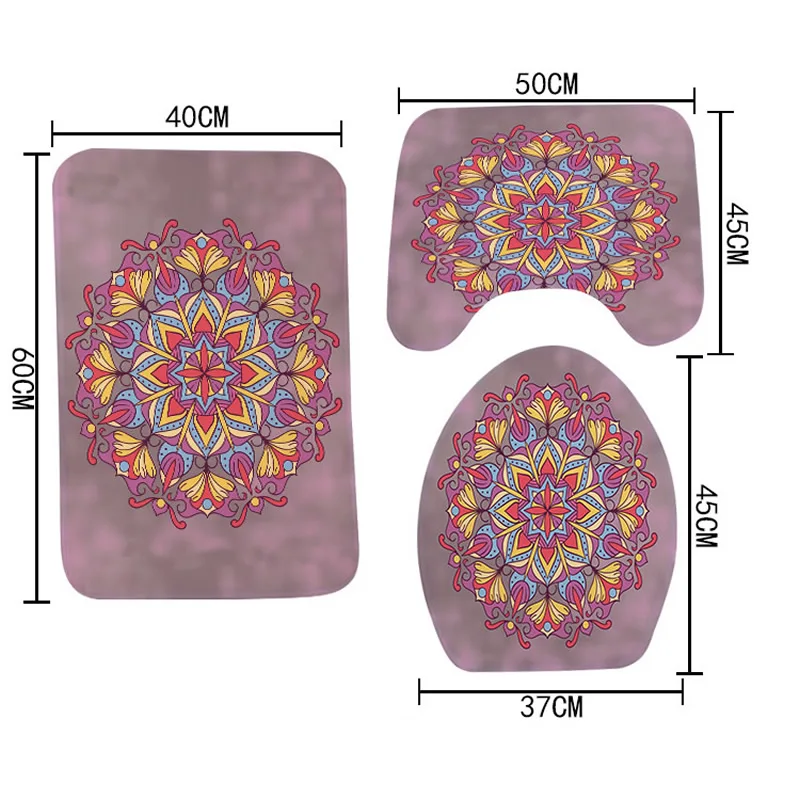 3 шт./лот Мандала индийский коврики для ванной нескользящие Набор ковриков в ванную фланелевая Подушка Коврики для ванной крышку унитаза