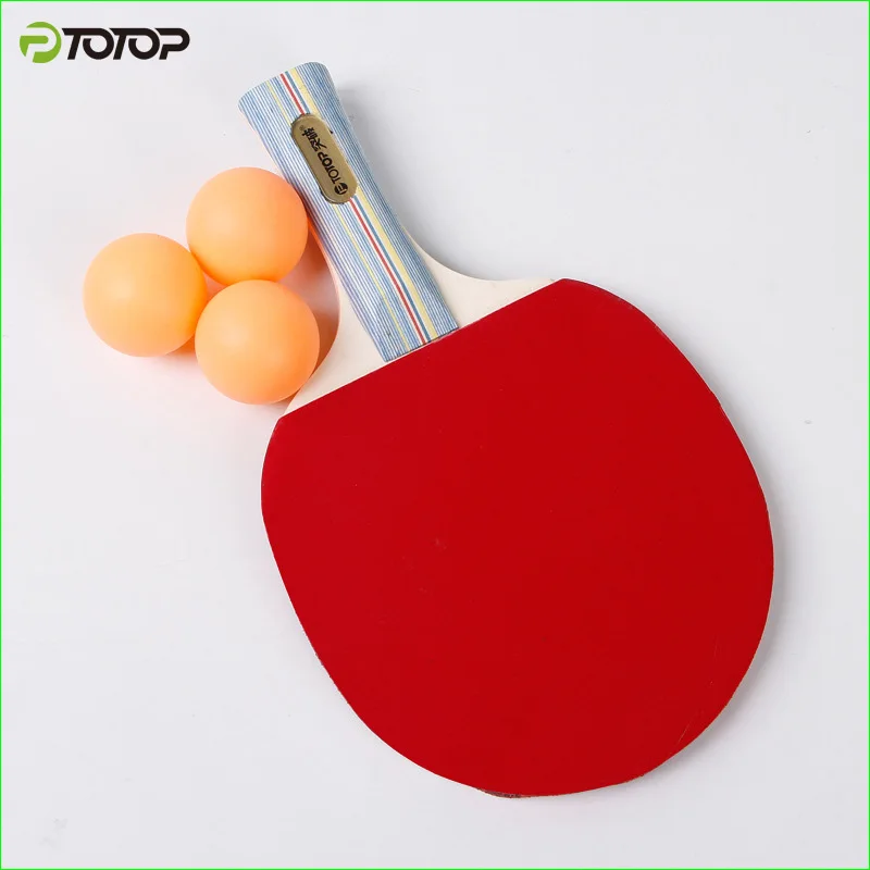 PTOTOP تنس طاولة مضرب اثنين طويلة/قصيرة مقبض Ddouble البثور في المطاط بينغبونغ مضارب وثلاثة كرات PTOTOP تنس طاولة مضرب اثنين طويلة/قصيرة مقبض Ddouble البثور في المطاط بينغبونغ مضارب وثلاثة كرات