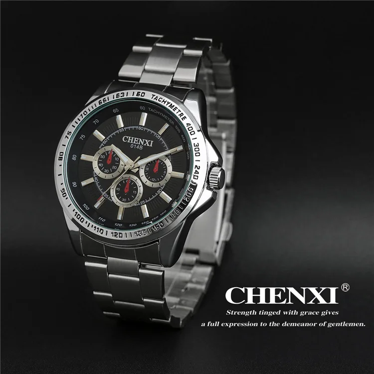 

2017 New Arrival CHENXI Brand Sport Waterproof Steel Black Blue Quartz Wristwatches Wrist Watch for Men 014B