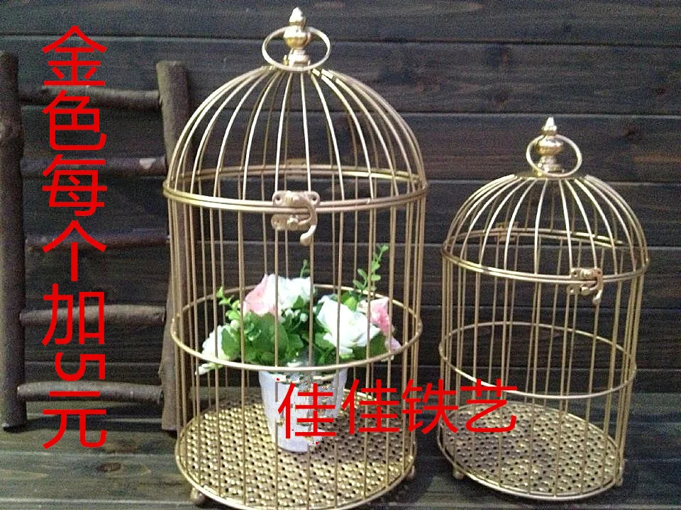 Европейский металлический декор клетка изысканный подвесной маленький птичий клетка свадебная фотография реквизит бар украшение птичья