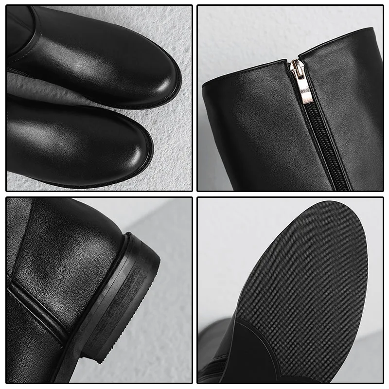 Najtaniej Phoentin kolana wysokie buty jeździeckie z zamkiem błyskawicznym 2019 prawdziwej skóry jeździeckie długie buty damskie płaskie obcasy buty z zaokrąglonym czubkiem FT559