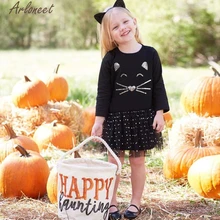 Arloneet Платья для женщин маленьких Детское платье для девочек кошка Блёстки-пачка принцессы платье в горошек зимнее платье nov24 P30