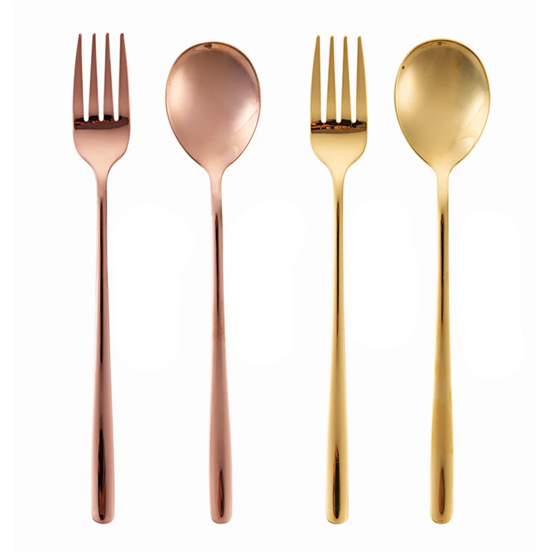 TUUTH 2Pcs set Stainless Steel Golden Cutlery Set Dinnerware Steak Cutlery Western Tableware Fork Dinner Tools B2