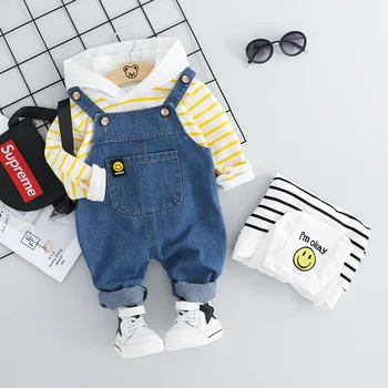

Baby Girls Set Clothes Striped Kid Sweatshirt Children Hoodies Baby Boy Hoodies Outfits Boy Jeans Overall Children Jumpsuit