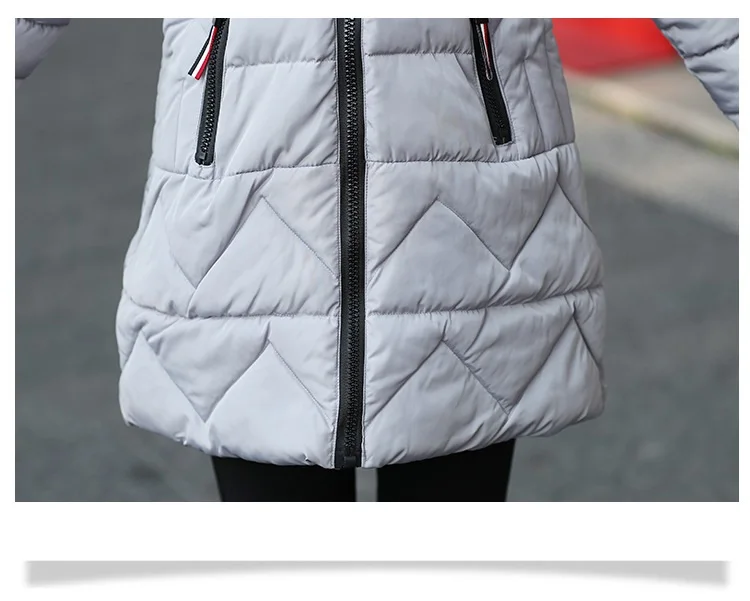 Осенне-зимняя куртка женская модная теплая парка женский пуховик хлопковая куртка с капюшоном большой меховой воротник тонкое зимнее плотное пальто