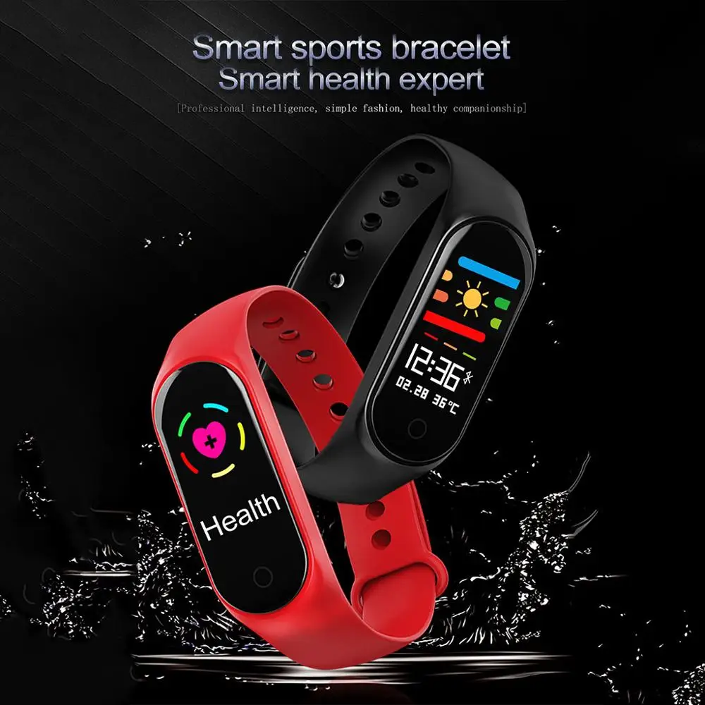 M4 Smart Bracelet Band Fitness Tracker  Heart Rate Blood Pressure Messages Reminder Color Screen Sport Wristband band M4