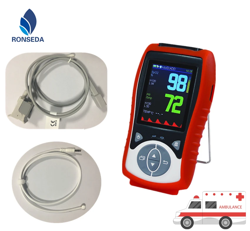 

Medical TFT LED display digital neonate/infant/adult Handheld Pulse Oximeter with PR and temp parameter,with 3 SPO2 probe