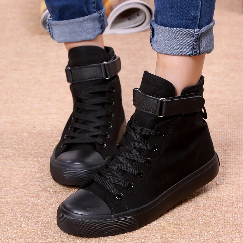Billig Weibliche Turnschuhe Schwarz Leinwand Schuhe Weiß Frauen Casual Schuhe Flache Weibliche Korb Spitze Up Solide Damen Trainer Chaussure Femme