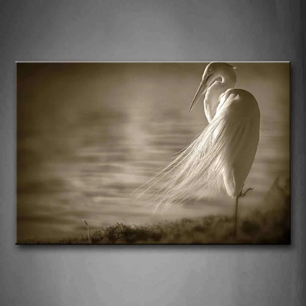 

Unframed Wall Art Pictures Heron Lake Canvas Print Modern Animal Posters Without Frame For Living Room Home Office Decor