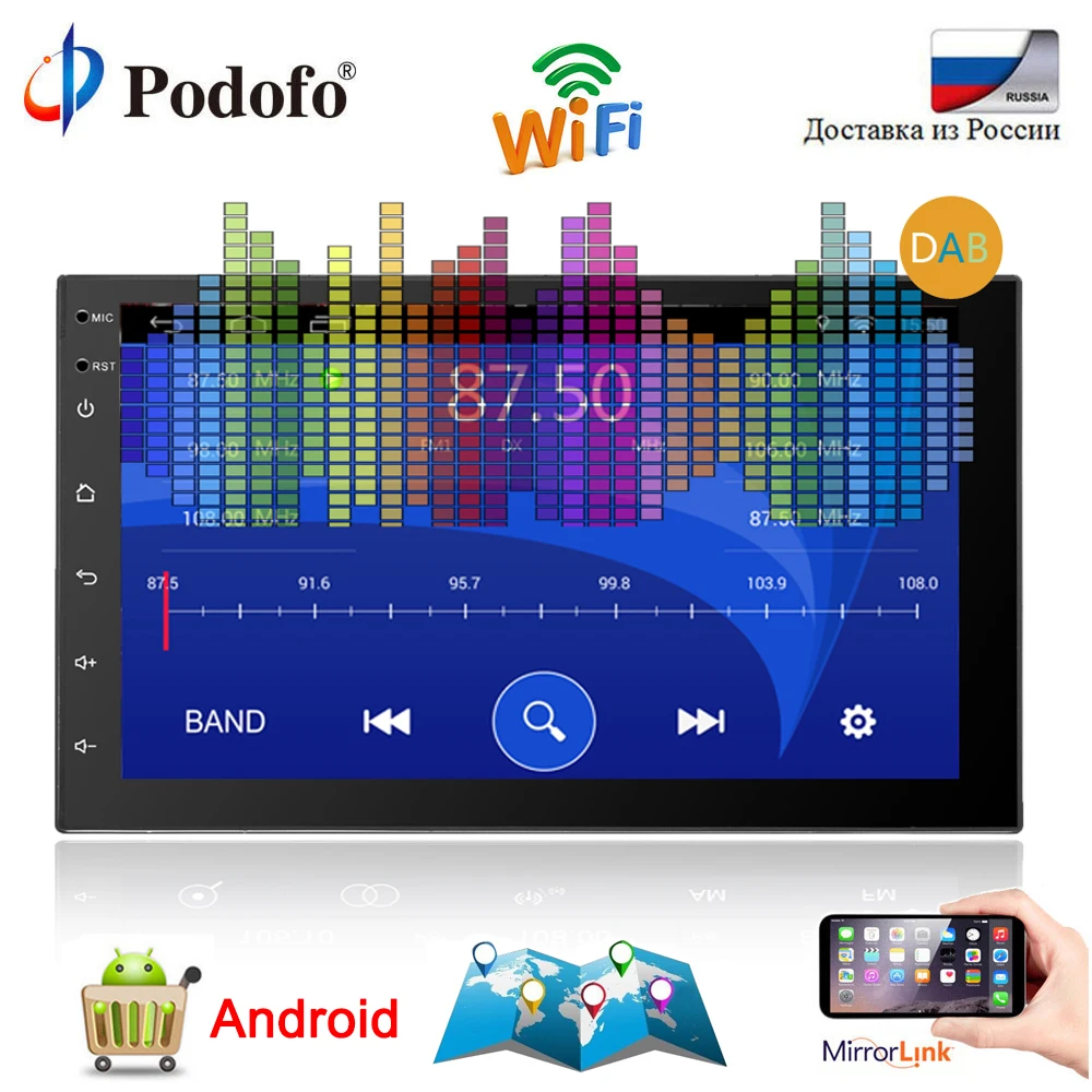 

Podofo Universal 2 Din 7" Android Car Radio Bluetooth GPS Navigation Multimedia Player Wifi Audio Stereo Mirror Link DAB Player