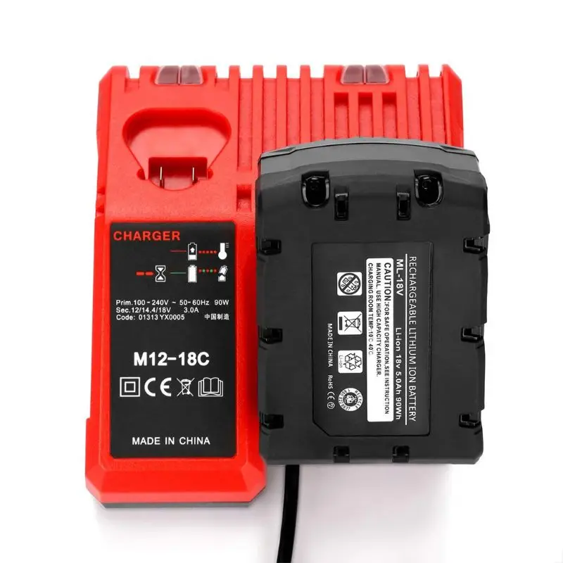 

SIV 2019 NEW 110-240V Li-ion Battery Charger for Milwaukee M12 M18 48-11-1815 48-11-1828 48-11-2401 48-11-2402