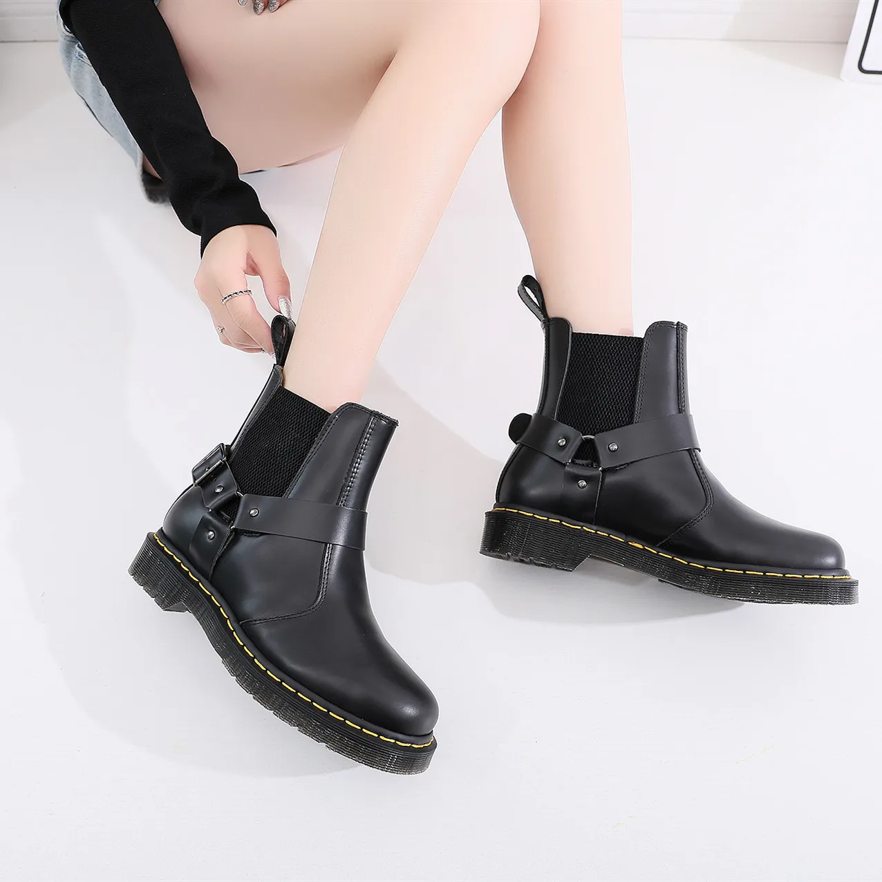 

Men Boots unisex lovers Genuine Leather Pointed Toe ankle Boots Handsome Boots for Men handmade sewing Wedding Party shoes j3
