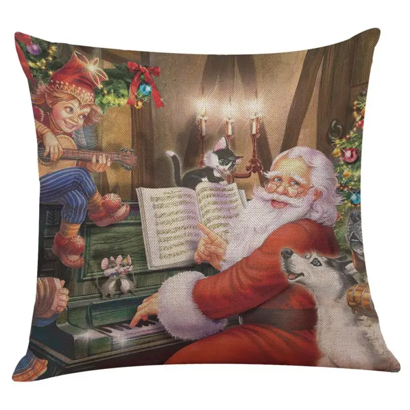 Let It Snow Xmas Style Cushion Cover Merry Christmas! Santa Claus Socks Balloon Home Decorative Pillows Cover Nordic 806