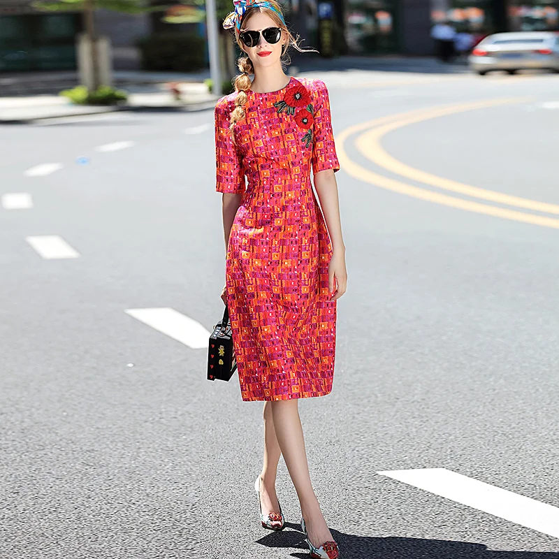 Новое высококачественное дизайнерское миланское модное весенне-летние женские вечерние красные платья в винтажном стиле с элегантной вышивкой