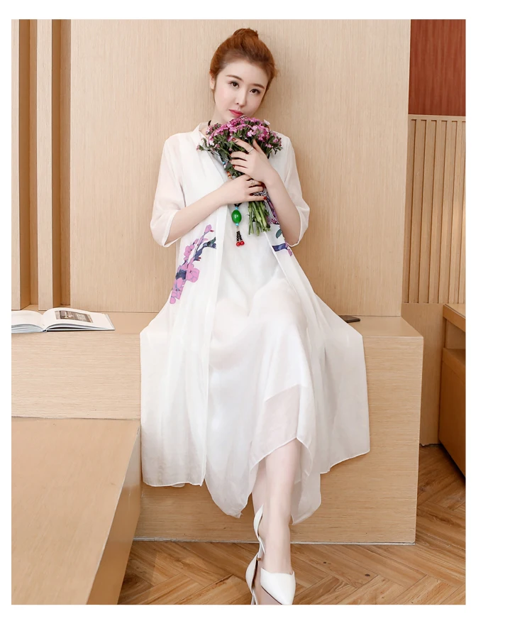 Dress Women Plus Size White Cotton Linen Vintage Summer Dress Long 2 Piece Set Elegant Beach Maxi Dresses for Women 2019 Vestido8