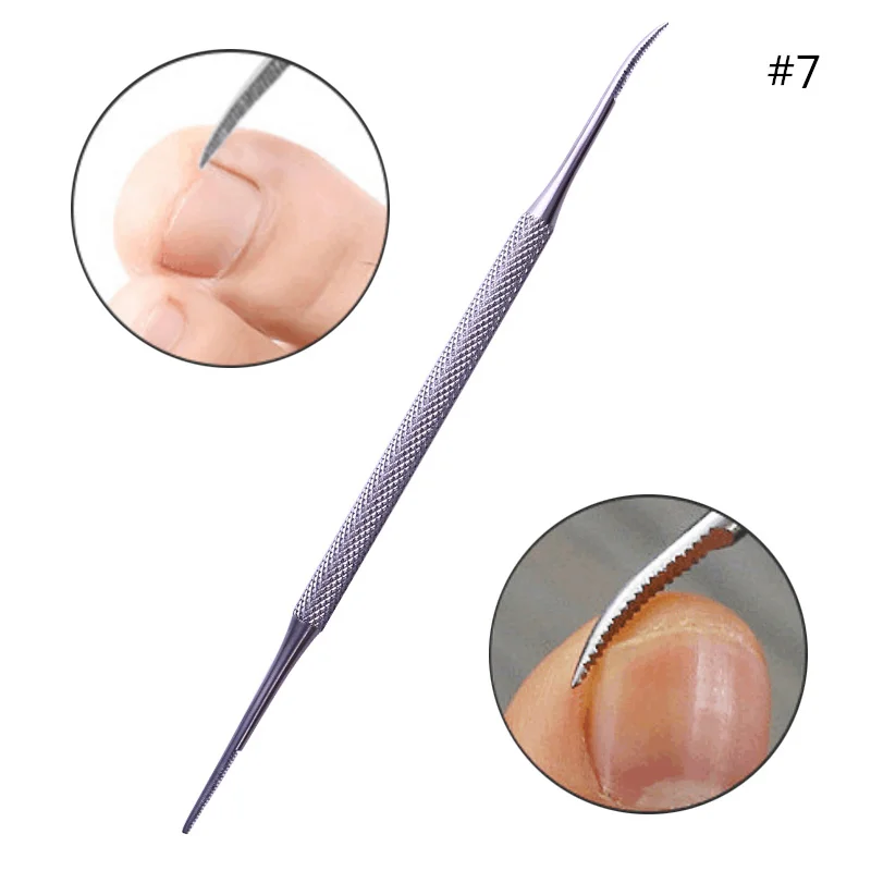 Dual-end Nail Cuticle Pusher Remover Stainless Steel Professional Nail Art Manicure DIY Design Tools - Цвет: 7